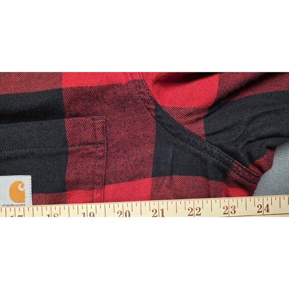 Carhartt Women XL Rugged Flex Fit Midweight Flannel Tunic Top Side Pockets Plaid - Picture 6 of 10